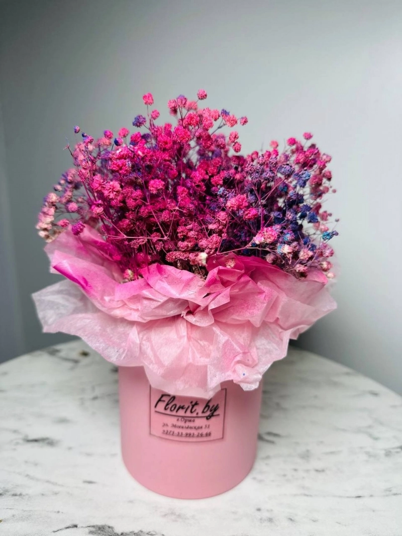 Композиция из сухоцветов | Статица в коробке