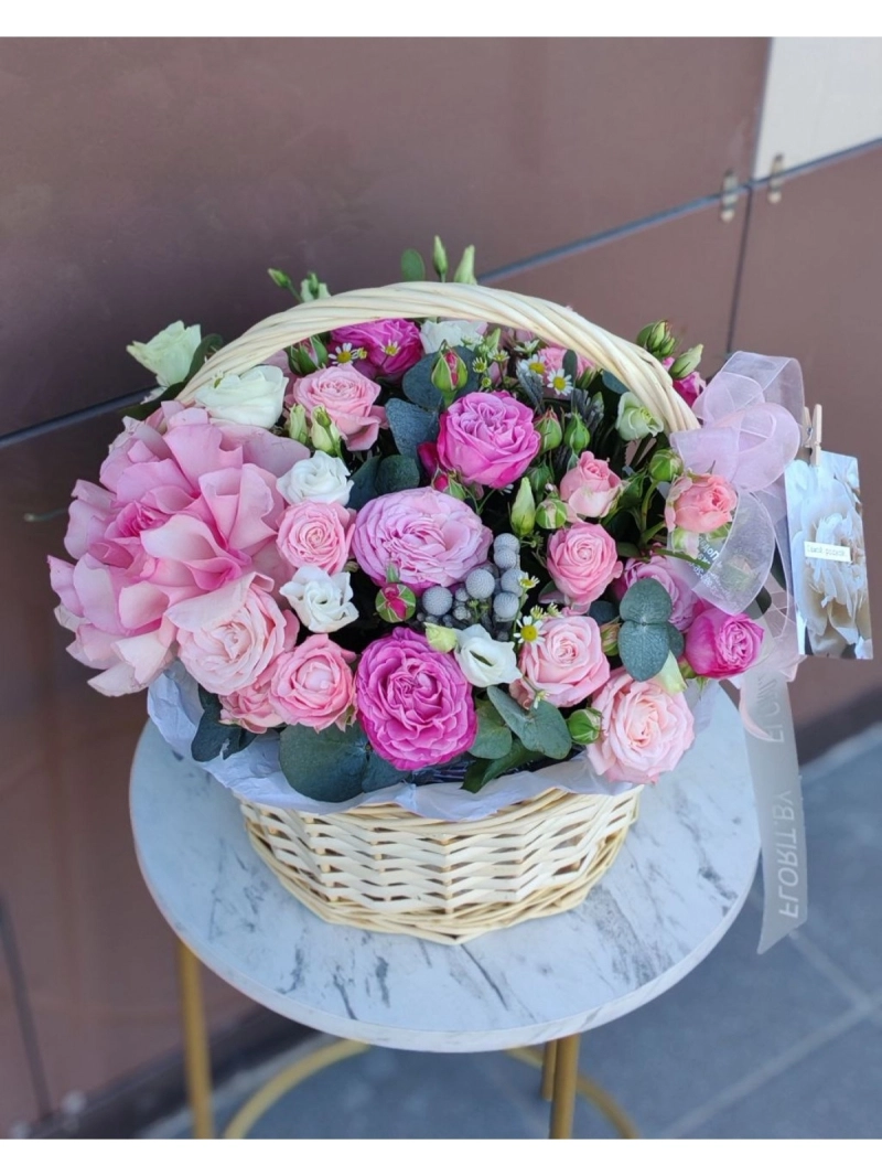 Композиция в корзине | Розовое облако