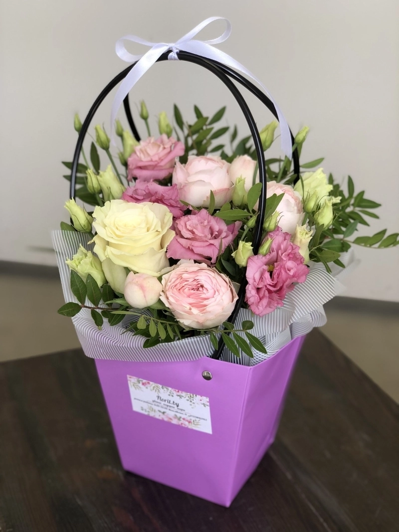 Композиция в сумке | Розовое счастье