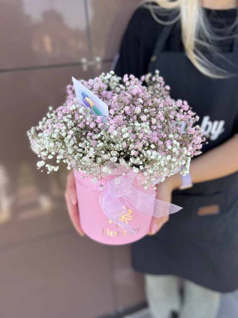 Композиция в коробке | Розовое облако Гипсофилы